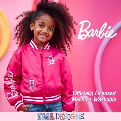 Barbie Girls Bomber Jacket, Zip-Up Bomber Jacket for Girls, ...