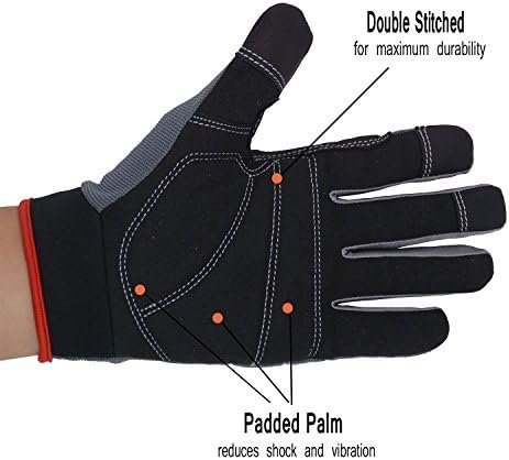 HANDLANDY Mens Work Gloves Touchscreen Flexible Breathable F...