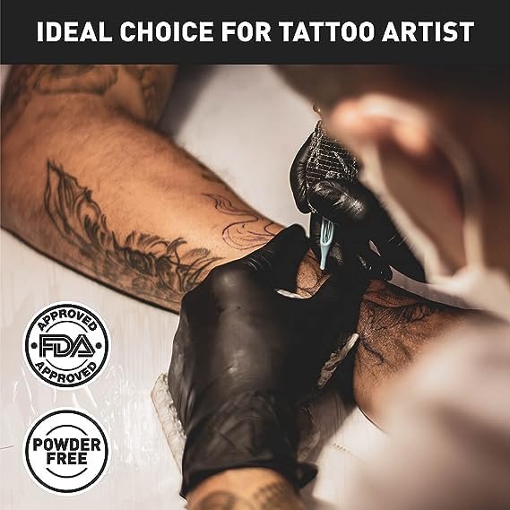 OKIAAS Black/Pink Vinyl Disposable Gloves Latex Free, Food G...