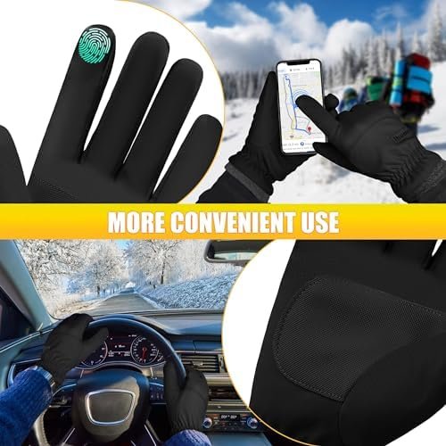 ihuan Winter Waterproof Ski Gloves Men Women, Snow Warm Cycl...
