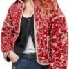 Wyeysyt Women's Cropped Puffer Jacket Lightweight Floral Pri...