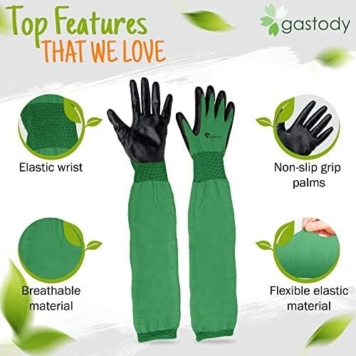 Gastody Long Sleeve Gardening Gloves Women and Men - Long C...