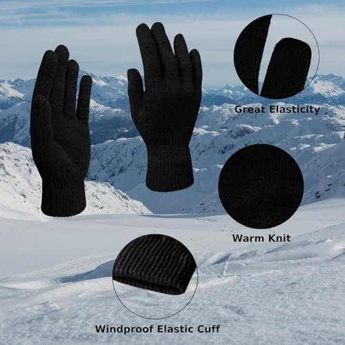 6 Pairs Winter Gloves for Women Men's Warm Knit Gloves for C...