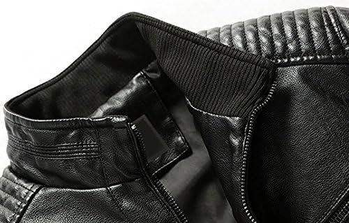 Youhan Men's Casual Zip Up Slim Bomber Faux Leather Jacket