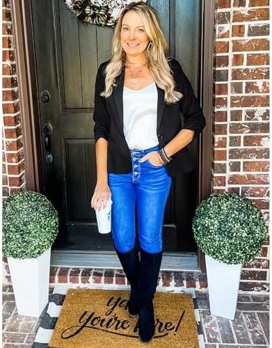 LookbookStore Blazers for Women Suit Jackets Dressy 3/4 Slee...