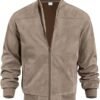 Men's Vintage Lightweight Suede Aviator Jacket Casual Stylis...