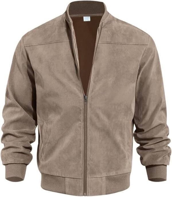 Men's Vintage Lightweight Suede Aviator Jacket Casual Stylis...
