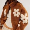 Maixang Womens Floral Print Sherpa Fleece Jackets Winter Zip...