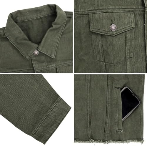 LONGBIDA Women's Jean Jacket Frayed Washed Button Up Cropped...