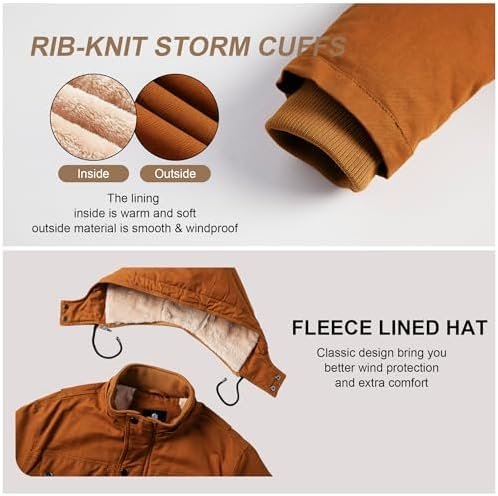 CHEXPEL Mens Fall and Winter Utility Jacket Relaxed Fit Work...