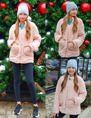 Arshiner Girls Full Zip Fleece Jacket Sherpa Outwear Coat Fa...