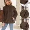 MAGCOMSEN Women Sherpa Jacket Full Zip Fuzzy Teddy Coat with...