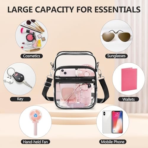 Blvornl Clear Crossbody Bag with Adjustable Shoulder Strap, ...