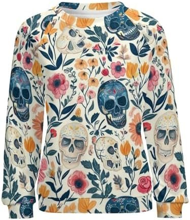 Women's Floral Skull Sweatshirts Flower 3D Printed Long Slee...