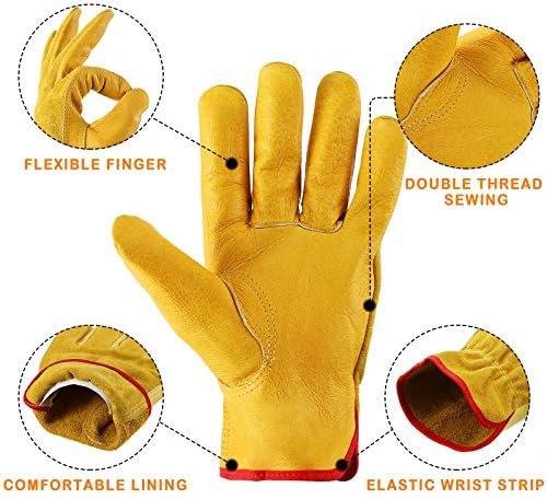 Patelai Garden Gloves Leather Gardening Gloves Thorn and Cut...