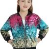 EXARUS Girls Sparkle Sequin Jacket with Pockets Glitter Ligh...