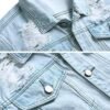 LAMKUKU Mens Denim Jacket Ripped Slim Jean Jacket Coat for M...
