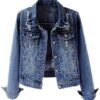 Kedera Womens Denim Jackets Distressed Ripped Long Sleeve Je...