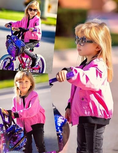 Arshiner Girls Bomber Jacket Casual Coat Zip Up Outerwear wi...