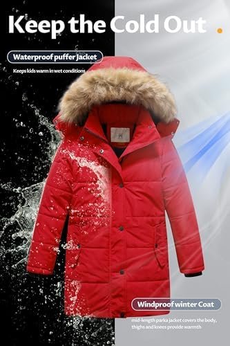 CREATMO US Girl's Winter Fleece Lined Long Parka Puffer Coat...