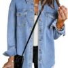 luvamia Denim Jacket for Women Oversized Button Down Casual ...