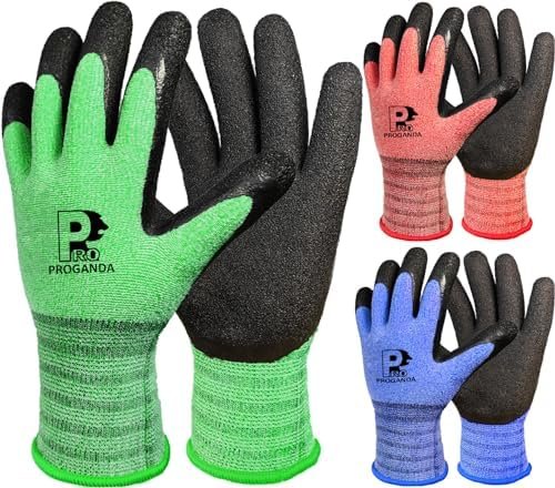 3 Pairs Superior Grip Colorful Gardening Work Gloves Comfort...