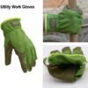 HANDLANDY Men Leather Gardening Gloves, Utility Work Gloves ...