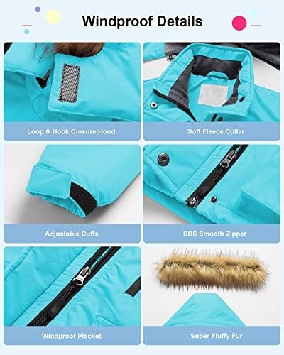 Pursky Girl's Waterproof Ski Jacket Kids Winter Snow Coats F...