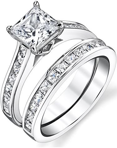 4.3 Carats Sterling Silver Cubic Zirconia Bridal Set Engagem...