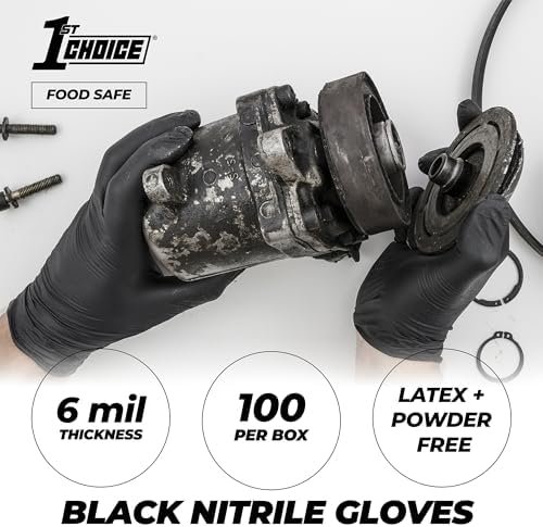 1st Choice Nitrile Gloves, Black Gloves Disposable Latex Fre...