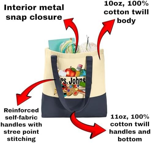 Personalized Teacher Tote Bag - Teacher Bag Daily Use - Teac...