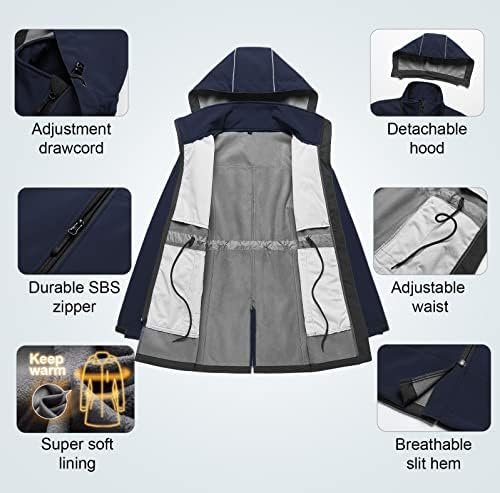 CREATMO US Women's Plus Size Long Softshell Jacket Waterproo...