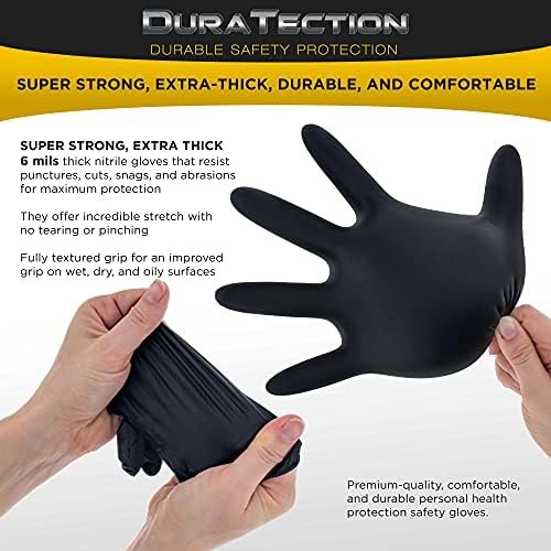 Dura-Gold Heavy Duty Black Nitrile Disposable Gloves, 6 Mil ...