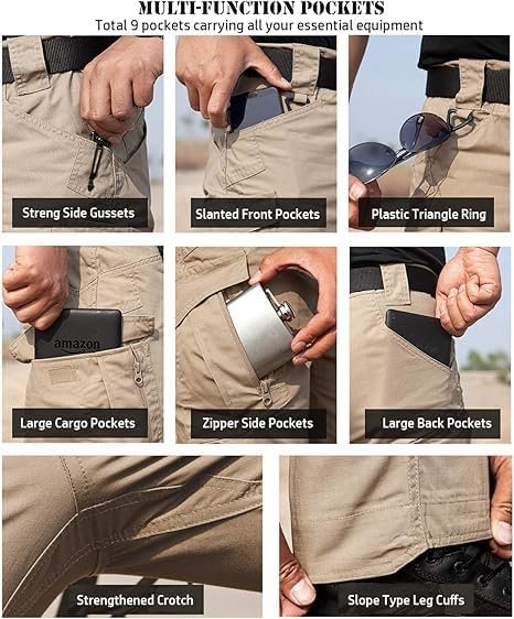 Ymosrh Men's Cargo Work Pants Casual Hiking Tactical Lightwe...