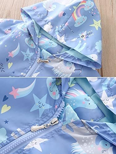Girls Cartoon Unicorn Jackets Spring Zip Kids Hooded Flaming...