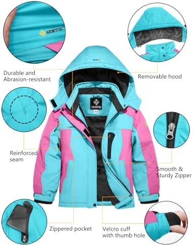 GEMYSE Girl's Waterproof Ski Snow Jacket Hooded Fleece Lined...