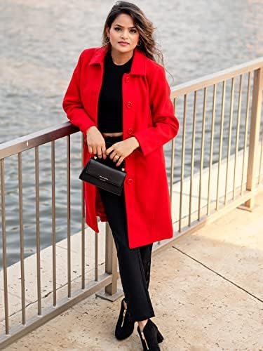 Jenkoon Women's Wool Trench Coat Winter Long Thick Overcoat ...