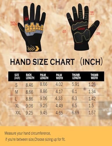 Work Gloves for Men Women, TPR Impact Protection Utility Mec...