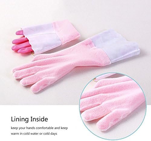 2 PAIRS Household Gloves Latex Free Cleaning Gloves with Sof...
