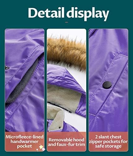 CREATMO US Girl's Long Winter Warm Parka Sherpa Trimmed Coll...
