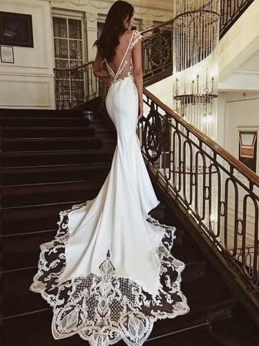 Wedding Dress for Bride Boho Beach Lace Appliques Mermaid Br...