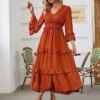 Amegoya Women's V Neck Long Sleeve Boho Maxi Dress Summer We...