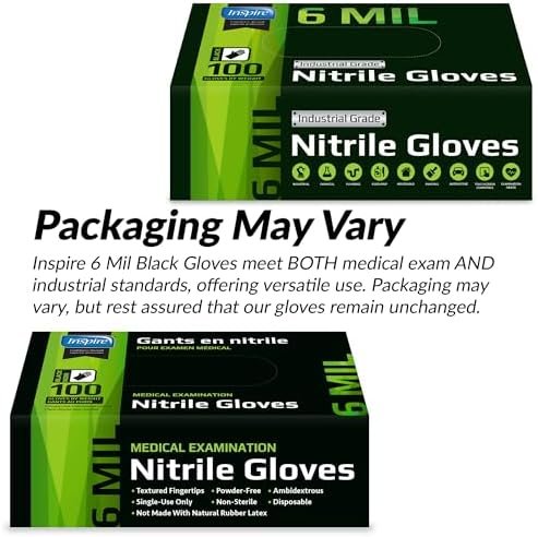 Inspire HEAVY DUTY 6Mil ORIGINAL Quality Stretch Nitrile Bla...