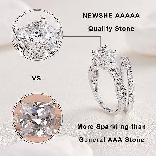 Newshe Jewellery 2.5ct Princess Pear White AAAAA Cz 925 Ster...