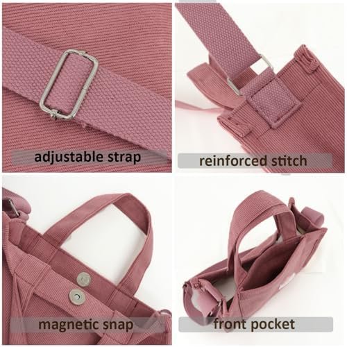 UERRUAM Corduroy Tote Bag for Women Work Crossbody Purse for...