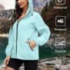 Rain Jacket Women Waterproof Packable Raincoat With Pocket L...