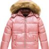 CREATMO US Girl's Kids Metallic Shiny Jacket with Detachable...
