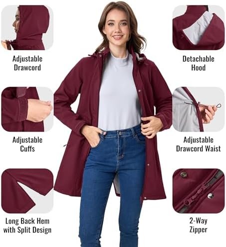 MAGCOMSEN Women's Long Fleece Lined Jackets Warm Winter Wind...