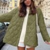 Flygo Women's Oversized Quilted Lightweight Jacket Button Do...