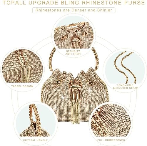 TOPALL Upgrade Rhinestone Evening Bag Bling Purse Sparkly Di...
